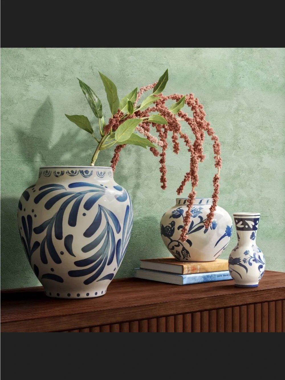 Medium Blue Painted Ceramic Vase - Threshold™